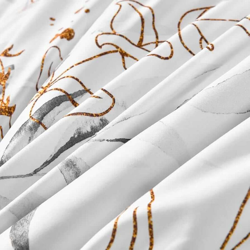 Grey Botanical Comforter Set-Quilt Set (3Pcs)