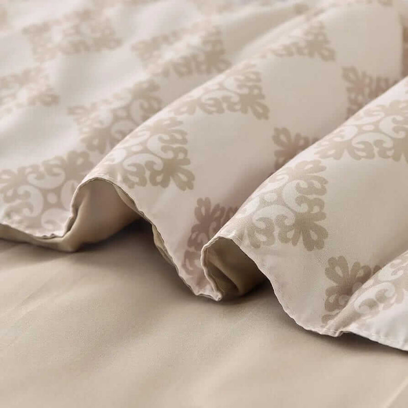Beige Floral & Geometric Comforter Set - Quilt Set (3Pcs)