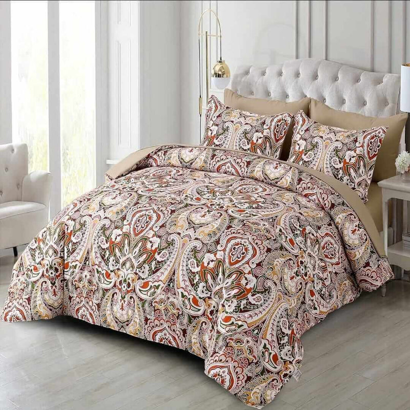 Beige Paisley Comforter Set - Quilt Set (3Pcs)