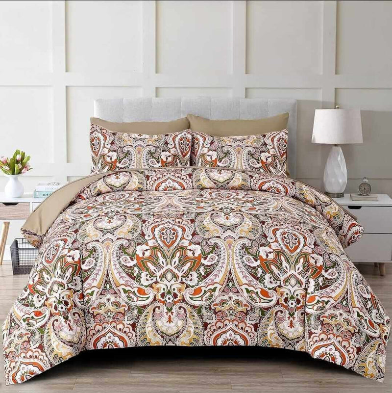 Beige Paisley Comforter Set - Quilt Set (3Pcs)