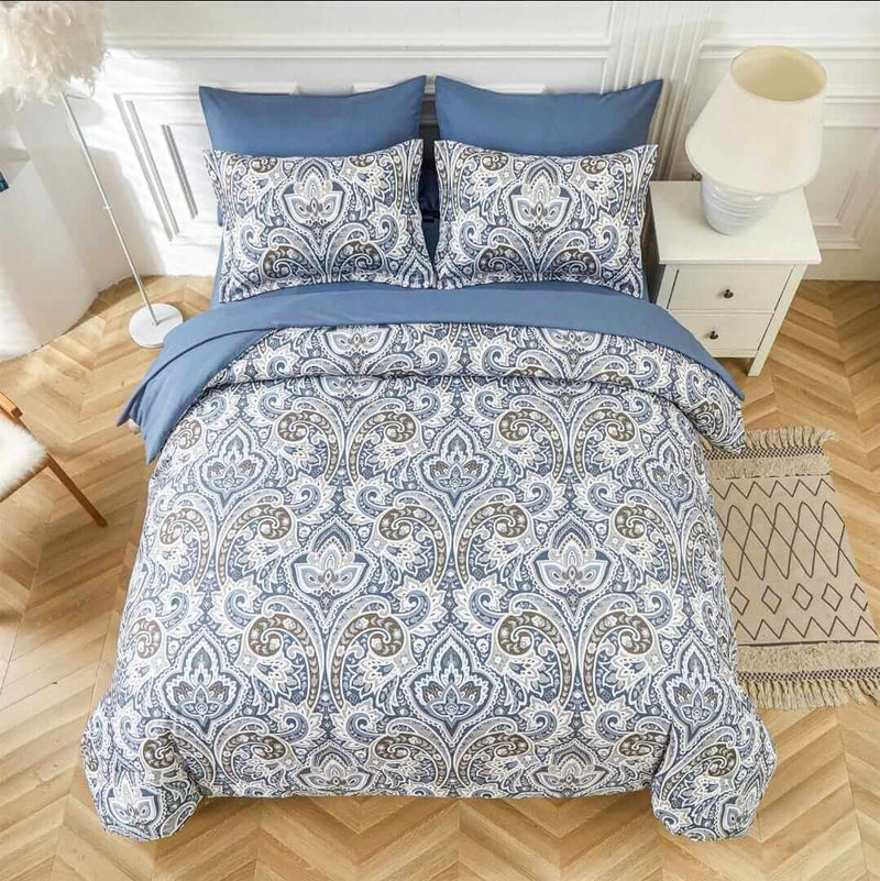 Royal Blue Paisley Comforter Set - Quilt Set (3Pcs)