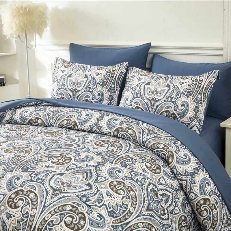 Royal Blue Paisley Comforter Set - Quilt Set (3Pcs)