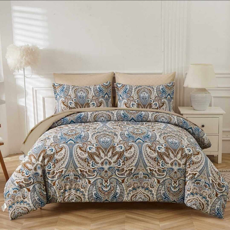 2025 Beige Paisley Comforter Set - Quilt Set (3Pcs)