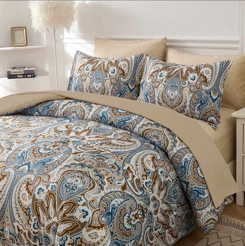 2025 Beige Paisley Comforter Set - Quilt Set (3Pcs)