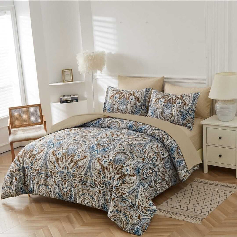2025 Beige Paisley Comforter Set - Quilt Set (3Pcs)