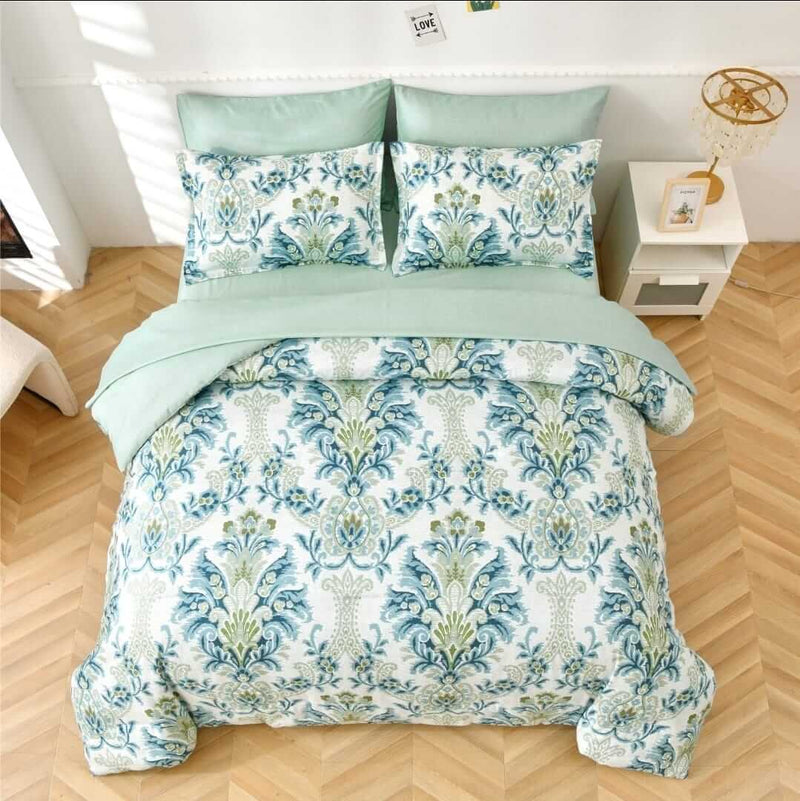 Blue Green Paisley Comforter Set - Quilt Set (3Pcs)