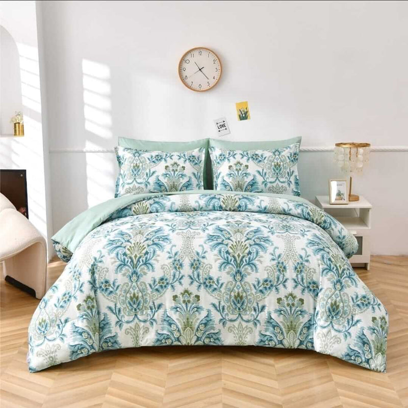Blue Green Paisley Comforter Set - Quilt Set (3Pcs)