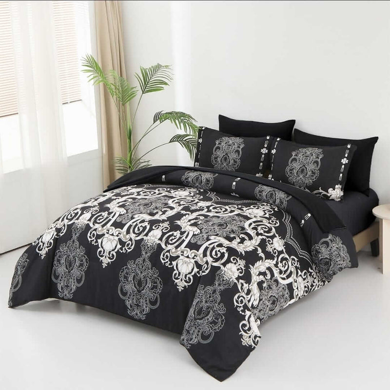 Black & White Baroque Pattern Comforter Set - Quilt Set (3Pcs)