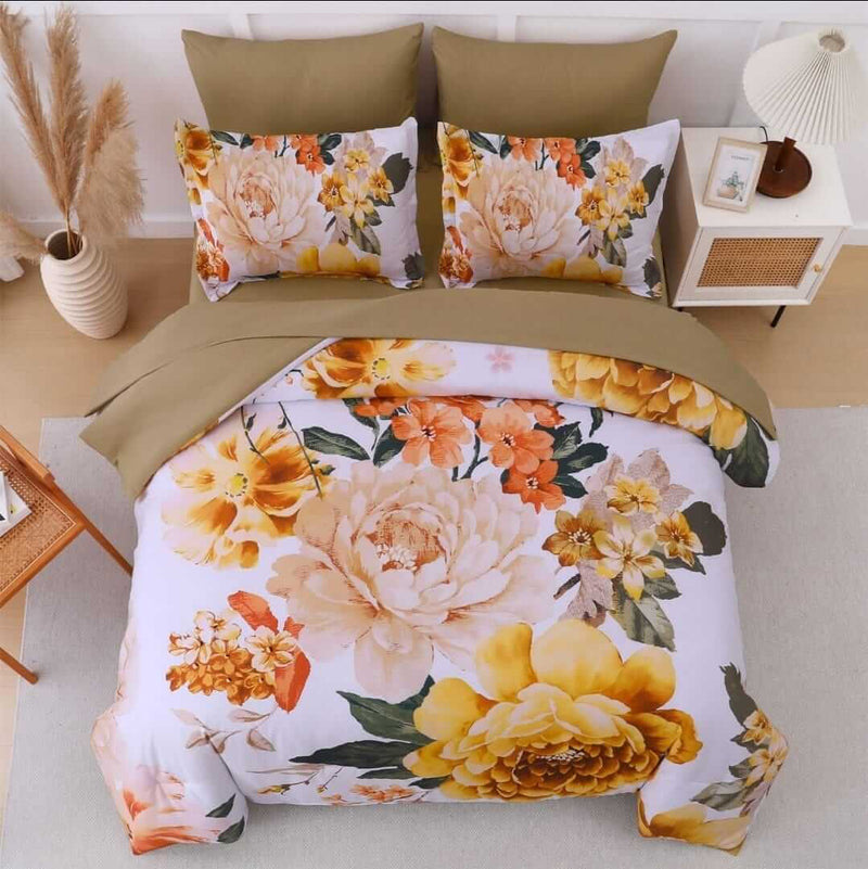 Orange Rose Comforter Set-Quilt Set (3Pcs)