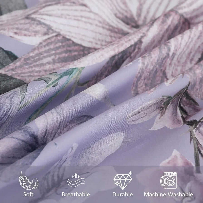 2025 Purple Base Botanical Comforter Set-Quilt Set (3Pcs)
