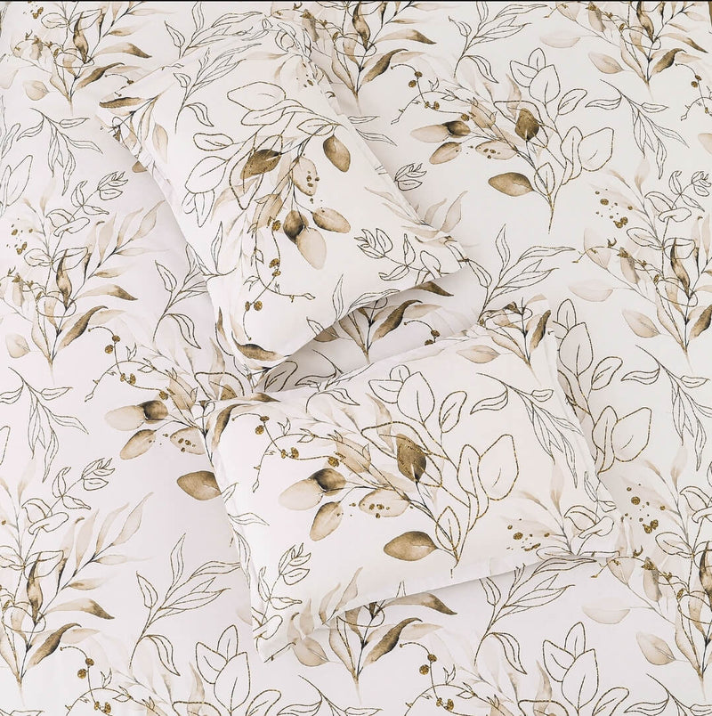 2025 Beige Floral Comforter Set-Quilt Set (3Pcs)