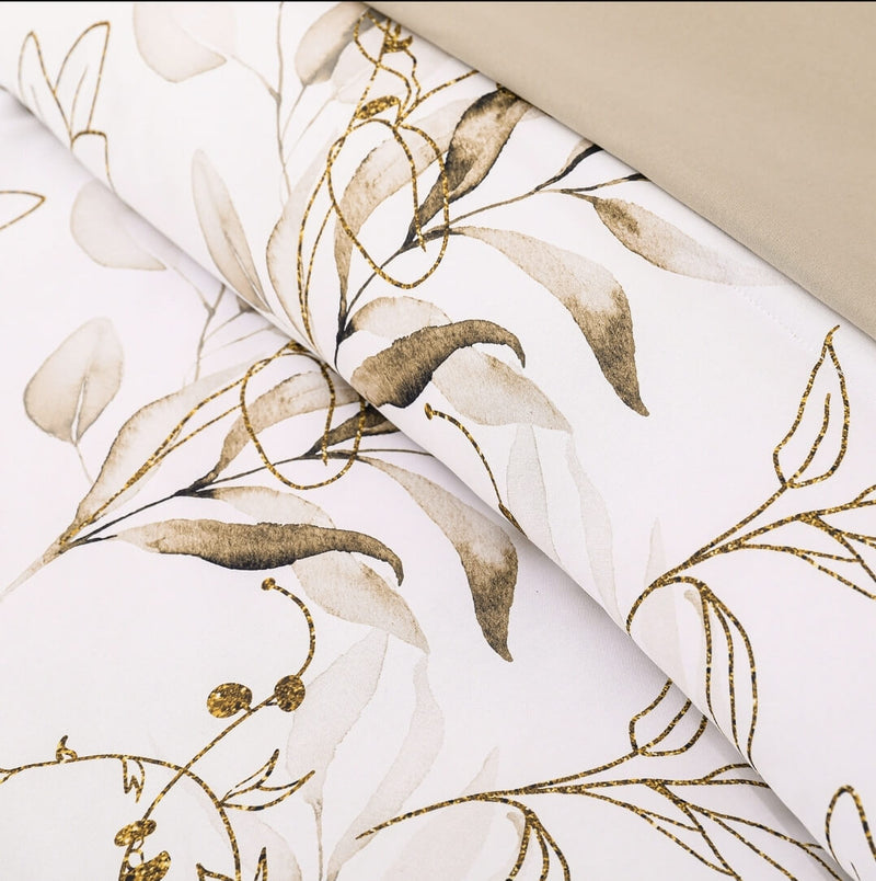 Beige Floral Comforter Set-Quilt Set (3Pcs)