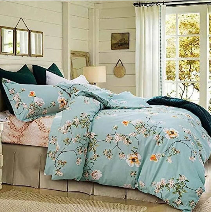 Sea Green Botanical Comforter Set-Quilt Set (3Pcs)