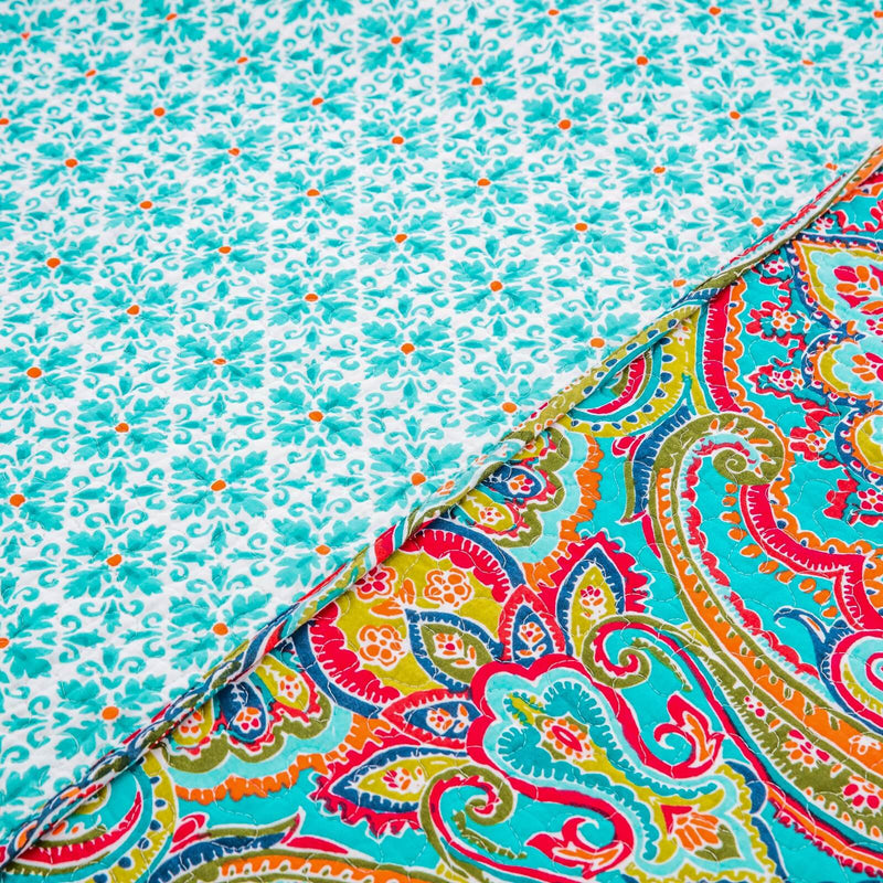 100% Cotton Multicolor Floral Bedspread Set – Soft & Breathable Coverlet Set (3Pcs)