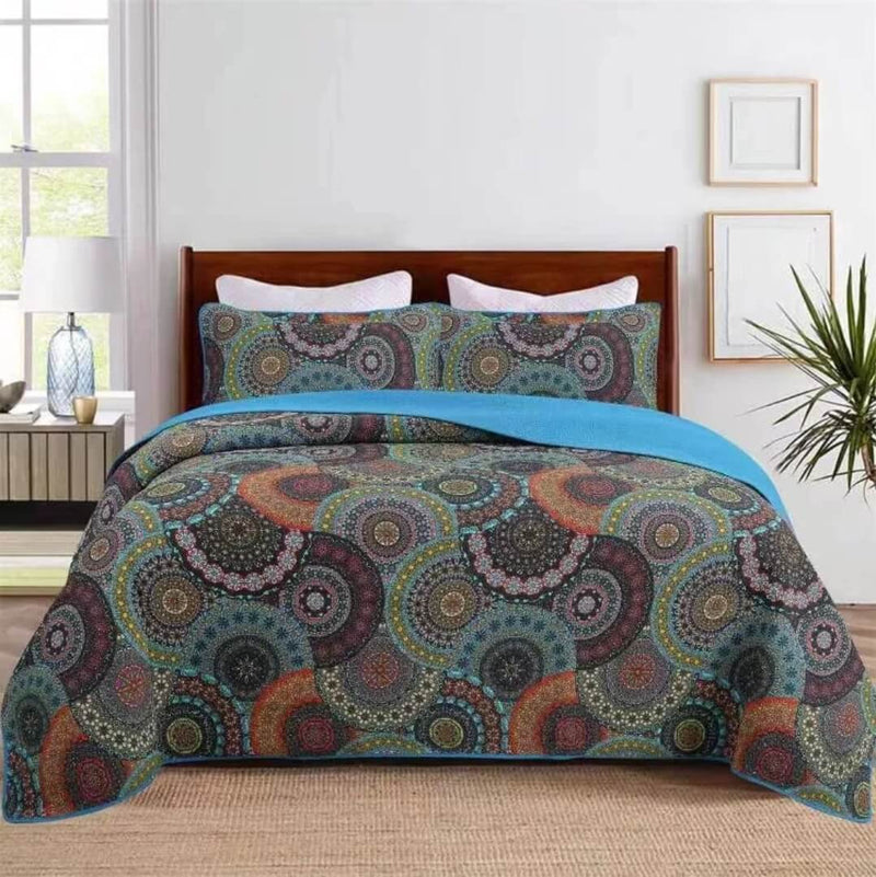100% Cotton Mandala Mosaic Bedspread Set – Soft & Breathable Coverlet Set (3Pcs)