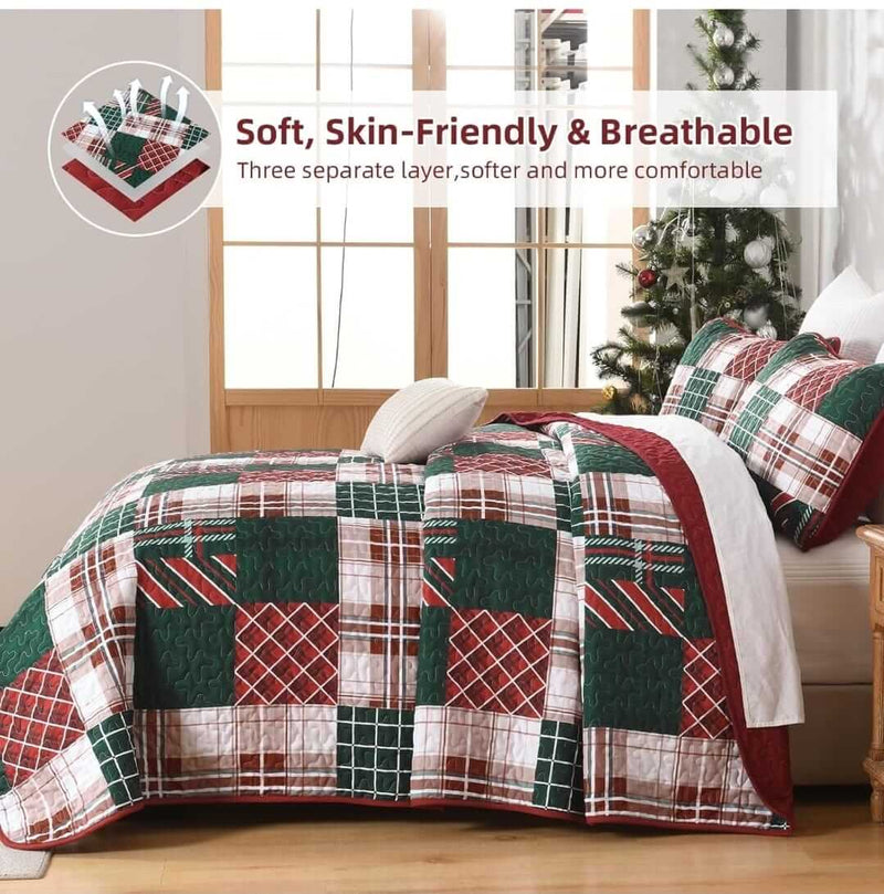2025 Christmas Design Coverlet Set-Quilted Bedspread Sets (3Pcs)