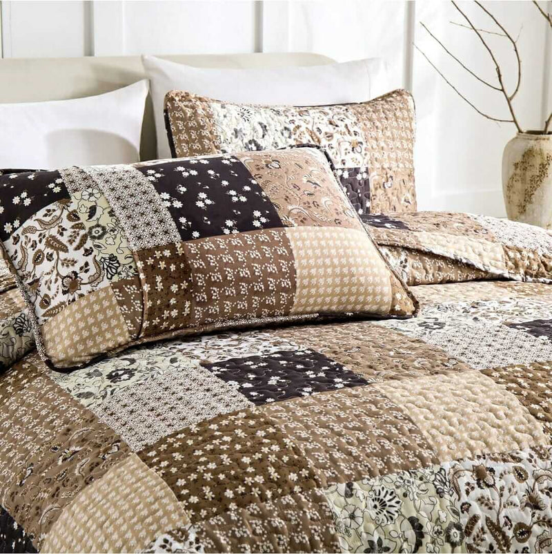2025 Chocolate Brown Quilted Bedspread Coverlet Sets (3Pcs)