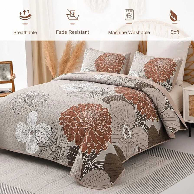 2026 Floral Bedspread Coverlet Set-Quilted Bedspread Sets (3Pcs)