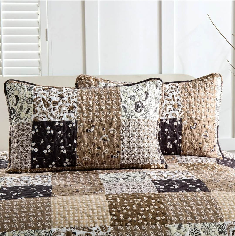 2025 Chocolate Brown Quilted Bedspread Coverlet Sets (3Pcs)