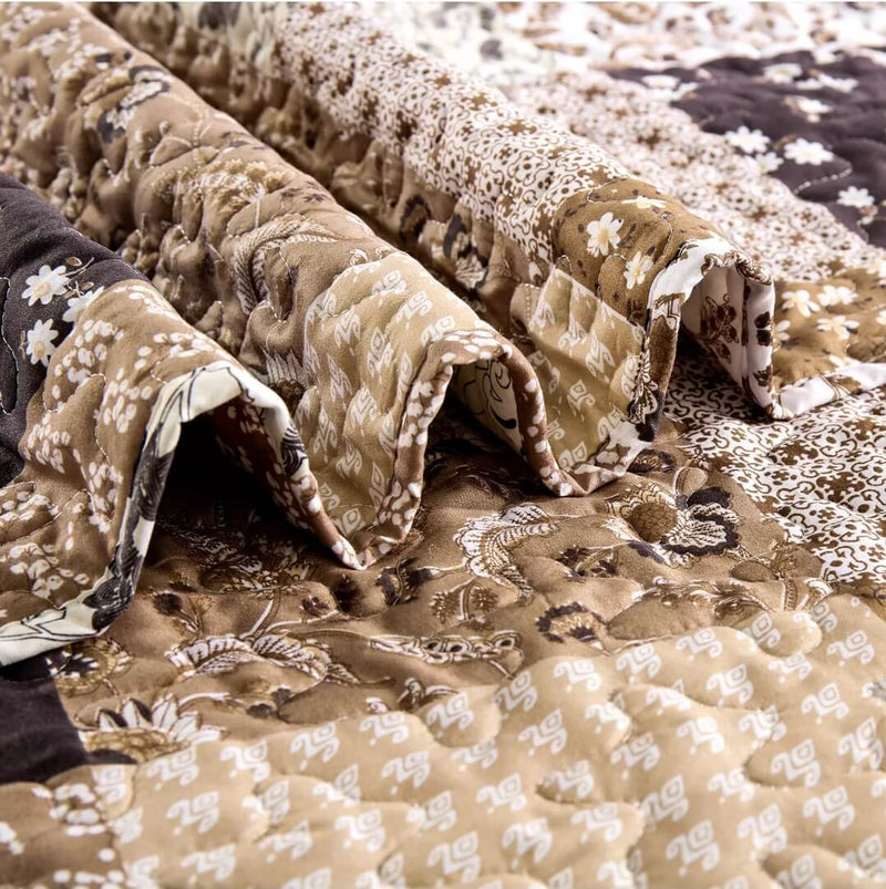 2025 Chocolate Brown Quilted Bedspread Coverlet Sets (3Pcs)