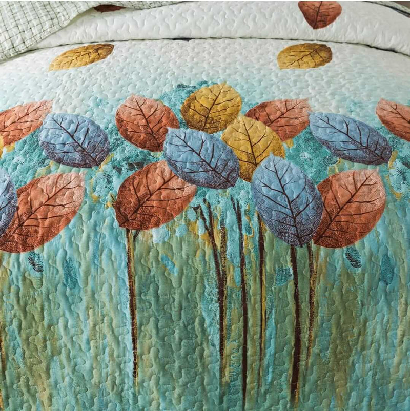 Multicolor Patchwork Floral Coverlet Set-Quilted Bedspread Sets (3Pcs)