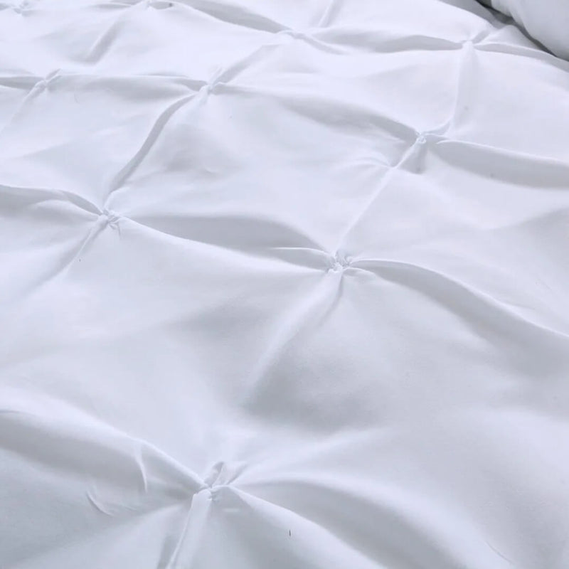 White Diamond Pintuck Comforter Set-Quilt Set (3Pcs)