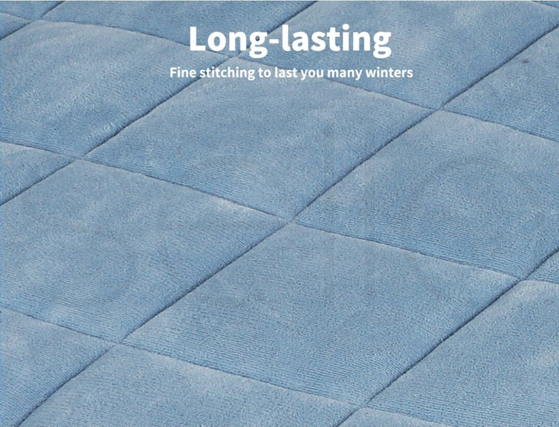 Velvet Coverlet Set-Mink Blanket Warm Quilted Bedspread Sets (1Pcs) - Blue