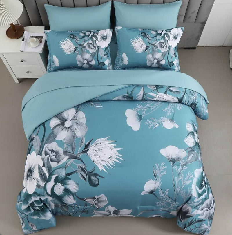 Blue Sky Floral Comforter Set-Quilt Set (3Pcs)