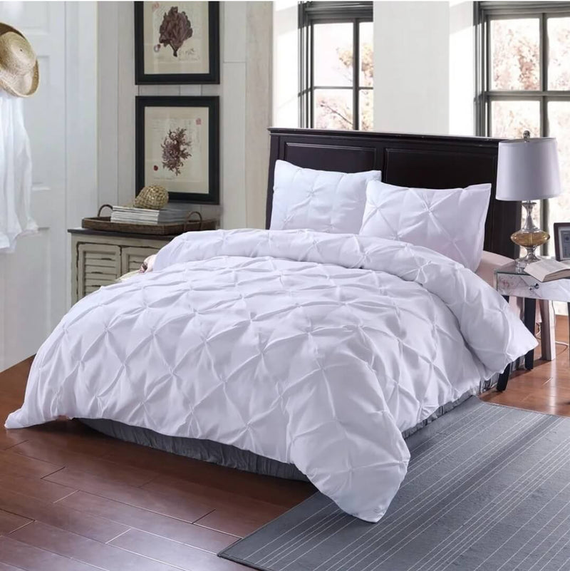 White Diamond Pintuck Comforter Set-Quilt Set (3Pcs)