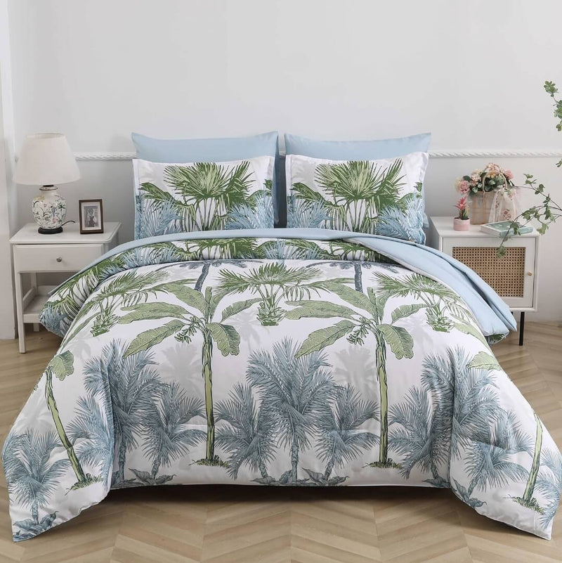 Green Botanical Comforter Set-Quilt Set (3Pcs)