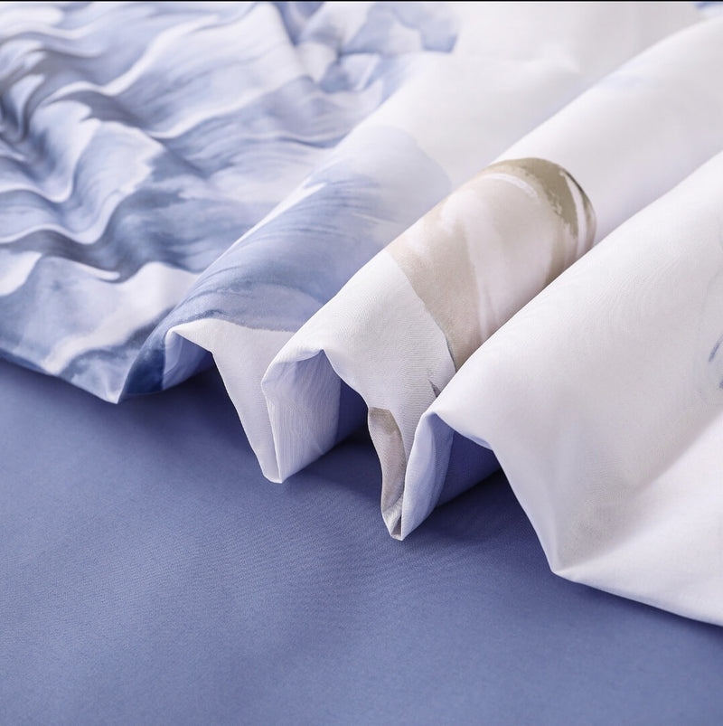 Blue Floral Comforter Set - Australian Standard Quilt Set (3Pcs)