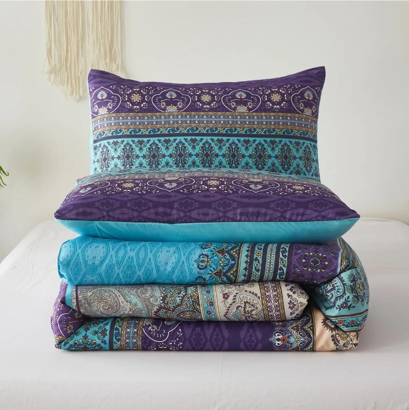2025 Mandala Sky Blue Comforter Set-Quilt Set (3Pcs)