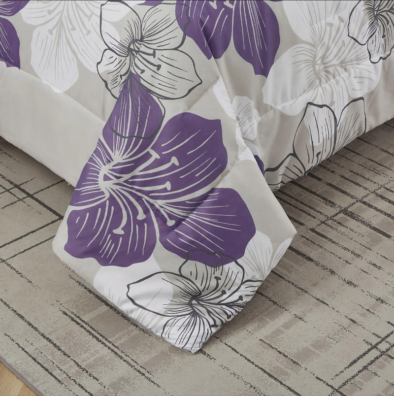 2025 Lavender Floral Comforter Set-Quilt Set (3Pcs)