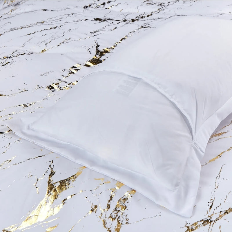White & Gold Comforter Set-Quilt Set (3Pcs)