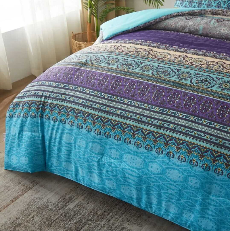 2025 Mandala Sky Blue Comforter Set-Quilt Set (3Pcs)