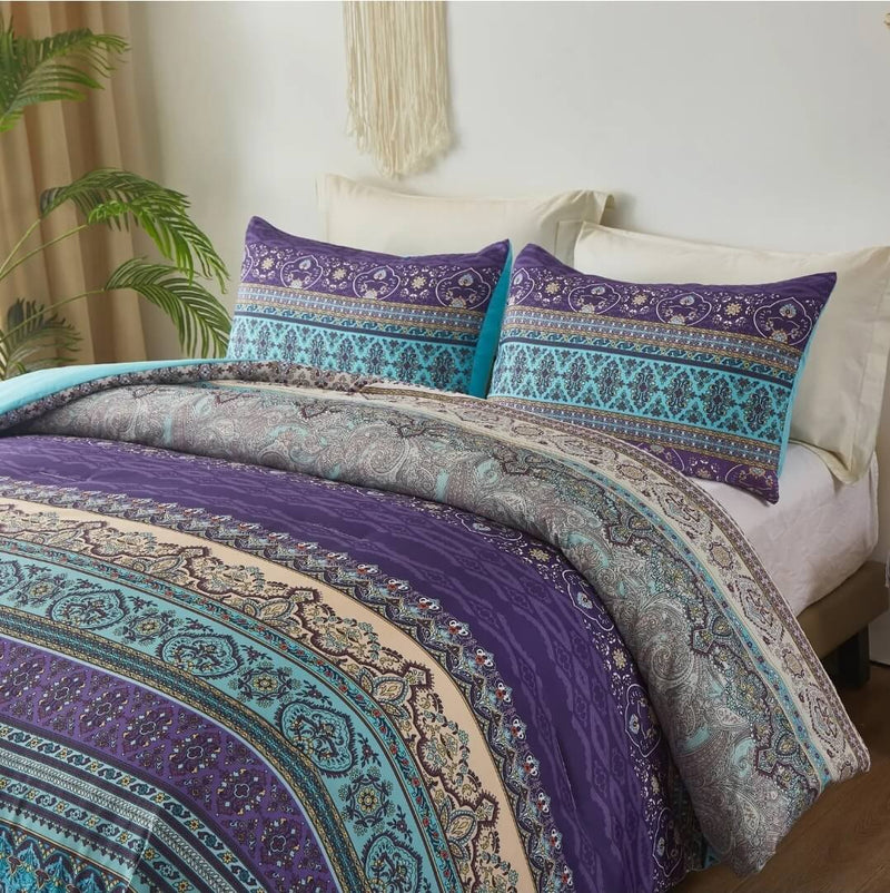 2025 Mandala Sky Blue Comforter Set-Quilt Set (3Pcs)