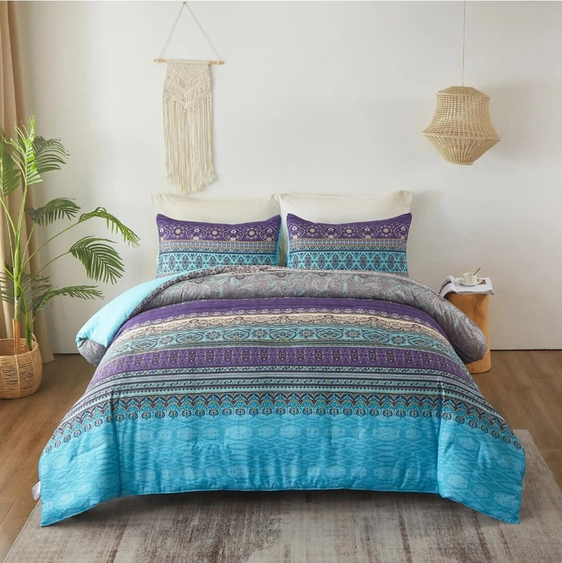 2025 Mandala Sky Blue Comforter Set-Quilt Set (3Pcs)
