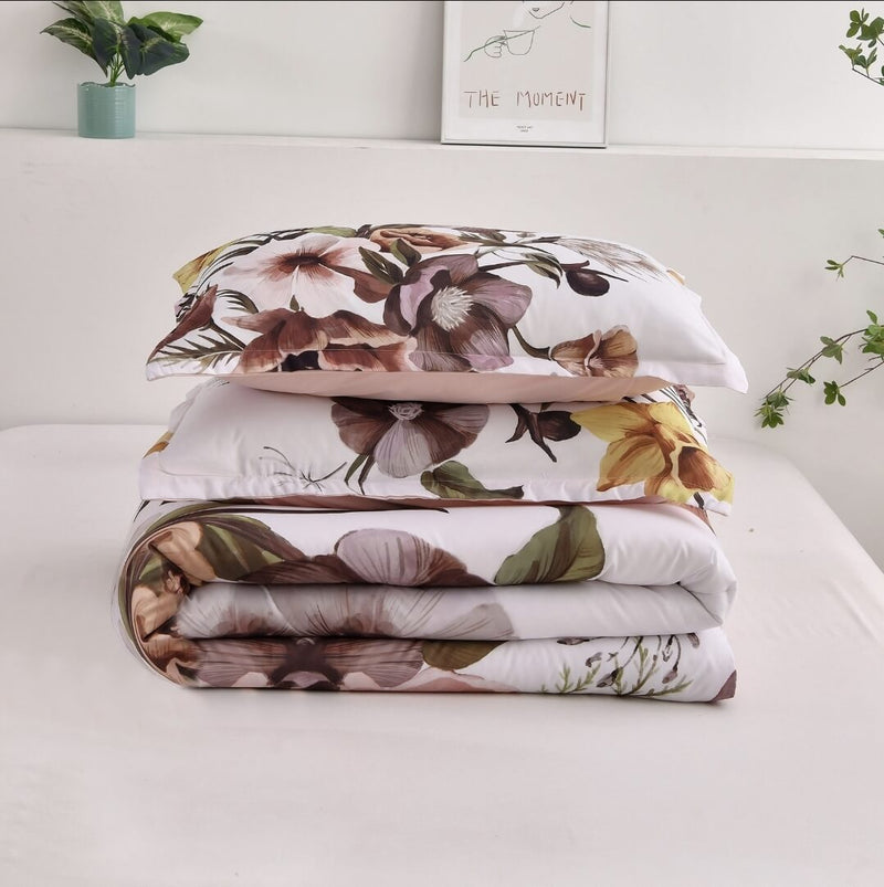 Pink Floral Comforter Set-Quilt Set (3Pcs)