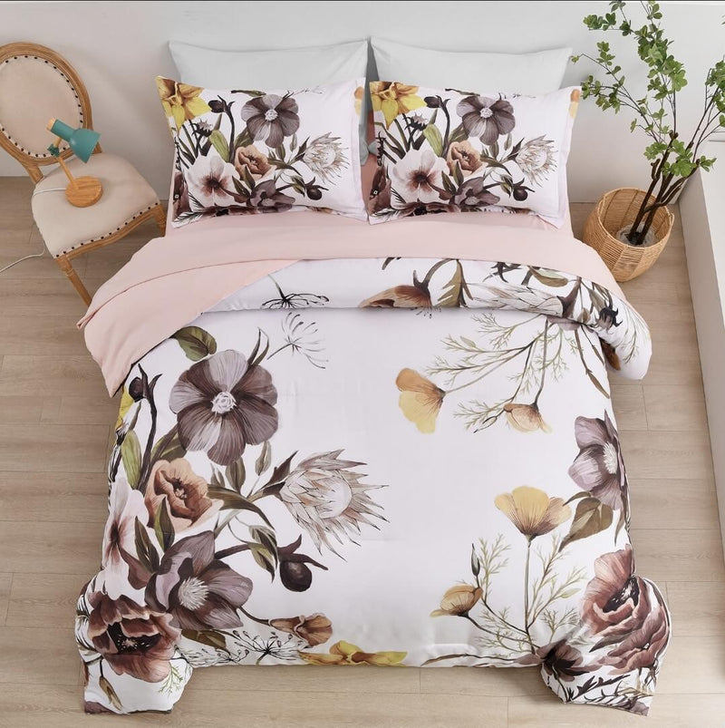 Pink Floral Comforter Set-Quilt Set (3Pcs)