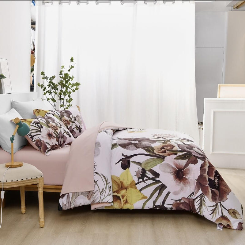 Pink Floral Comforter Set-Quilt Set (3Pcs)