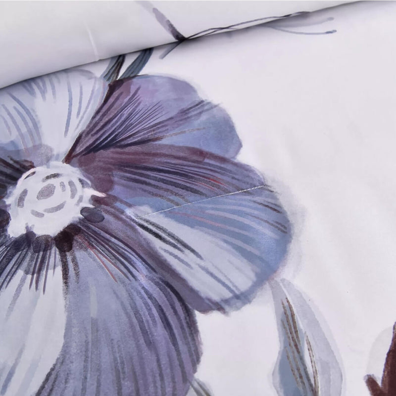 Purple Floral Quilted 3 Piece Comforter Set