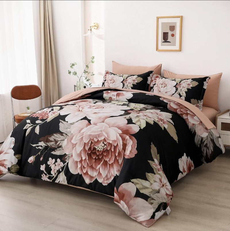 Pink Floral Comforter Set-Quilt Set (3Pcs)