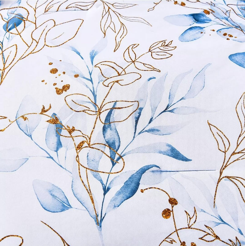 Navy Blue Floral Comforter Set-Quilt Set (3Pcs)