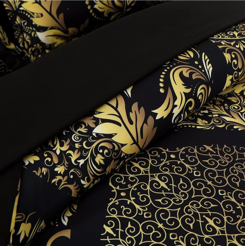 Black & Gold Comforter Set-Quilt Set (3Pcs)