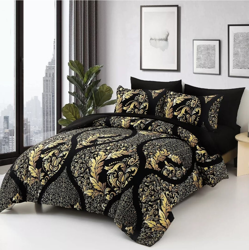 Black & Gold Comforter Set-Quilt Set (3Pcs)