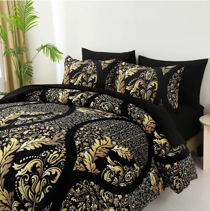 Black & Gold Comforter Set-Quilt Set (3Pcs)