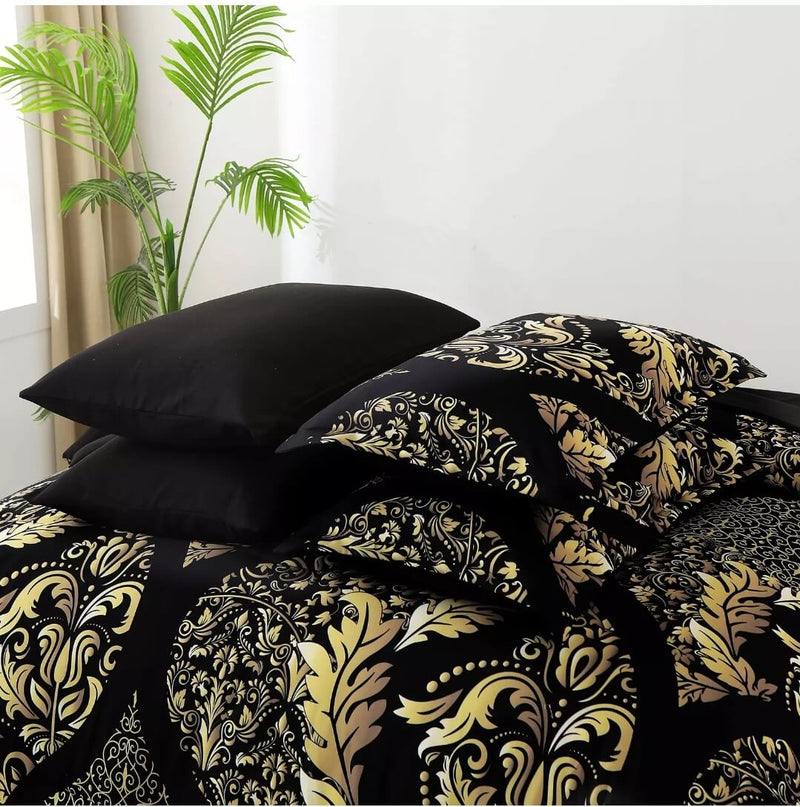 Black & Gold Comforter Set-Quilt Set (3Pcs)