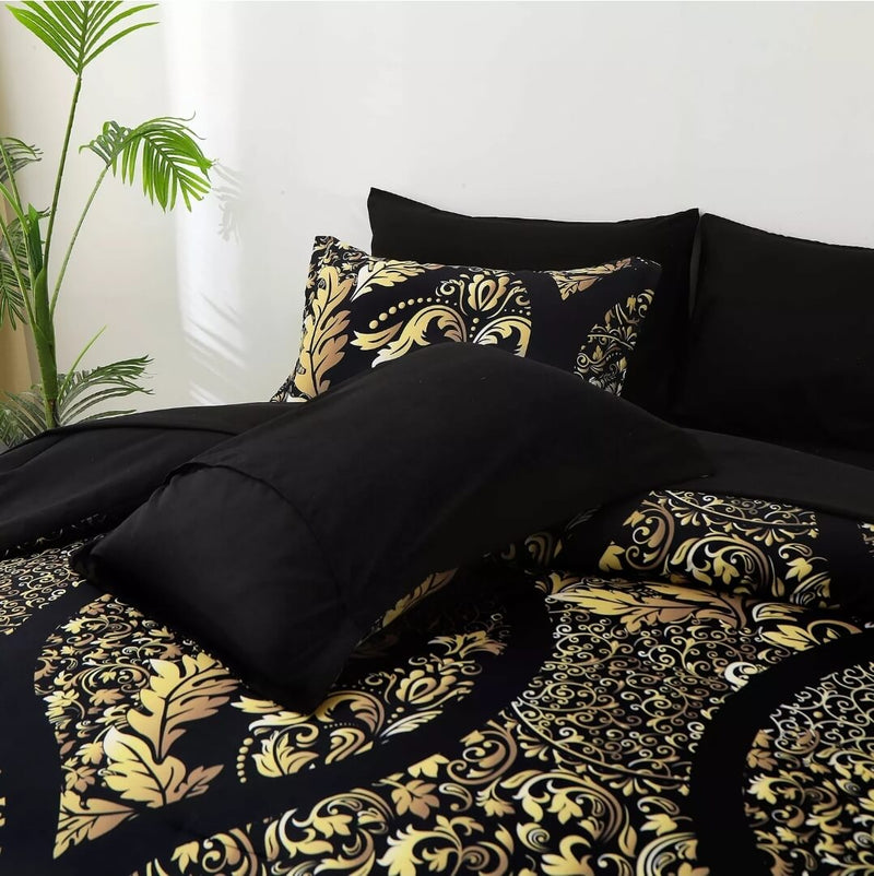 Black & Gold Comforter Set-Quilt Set (3Pcs)