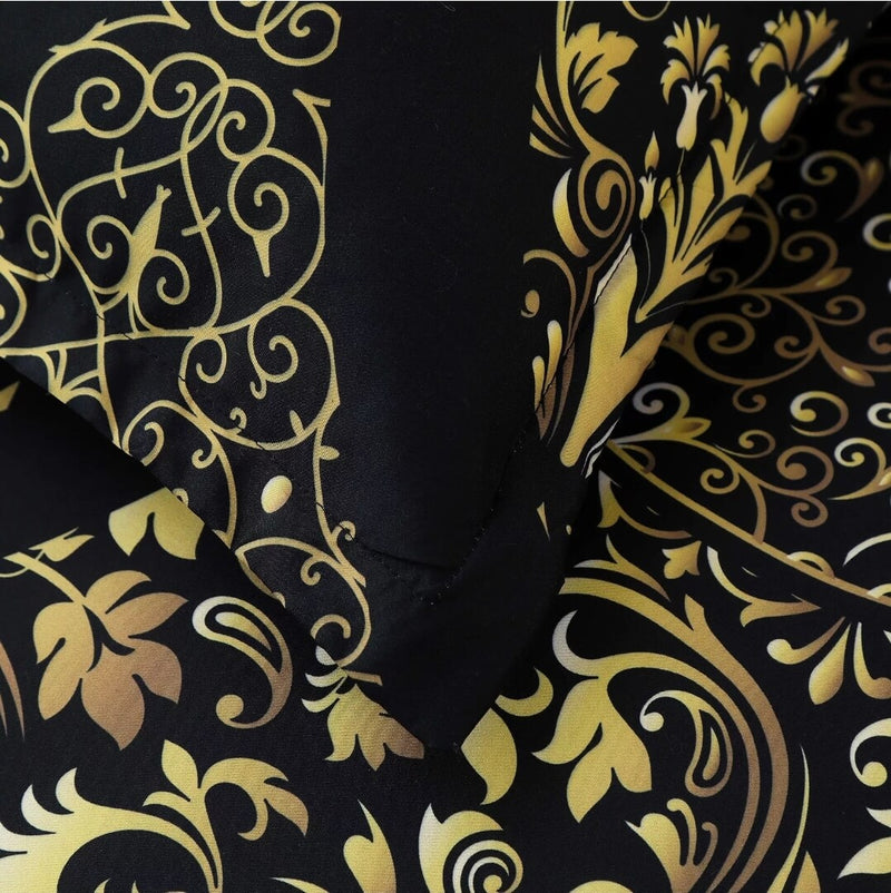 Black & Gold Comforter Set-Quilt Set (3Pcs)