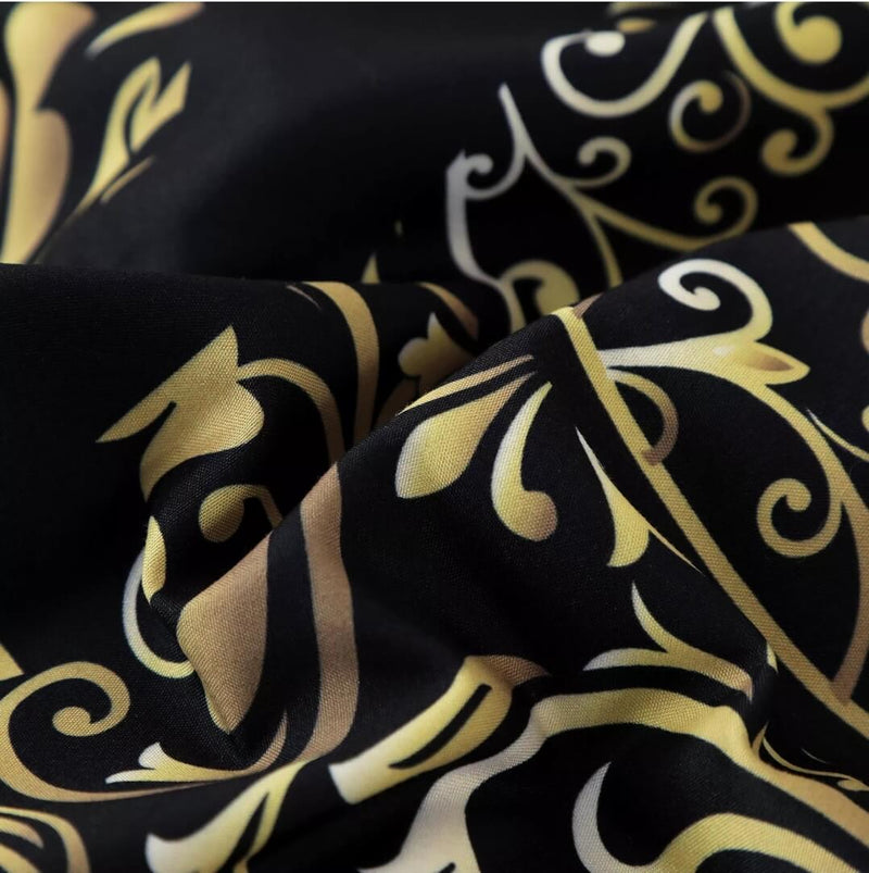 Black & Gold Comforter Set-Quilt Set (3Pcs)